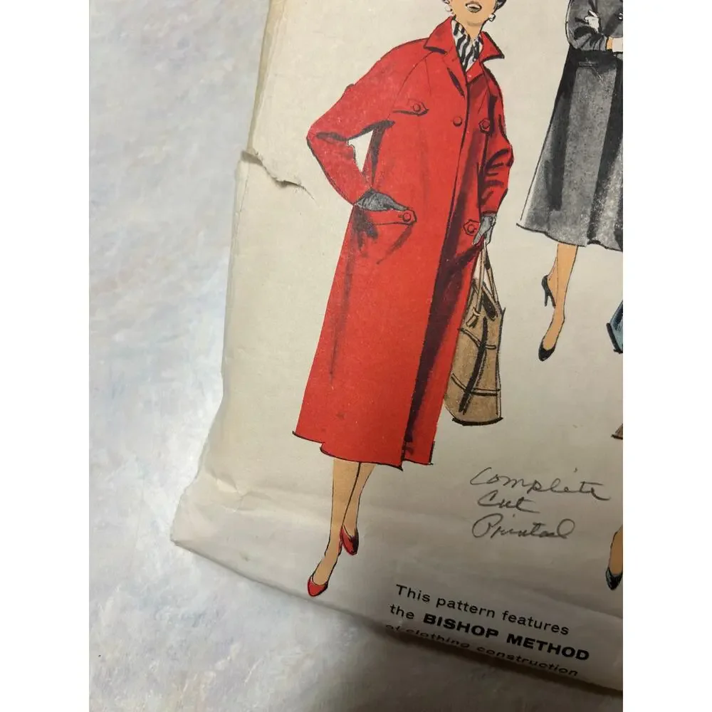 Vintage 1950's Advance Pattern #8120 Misses Coat Size Medium‎ Bust 34-36 HTF